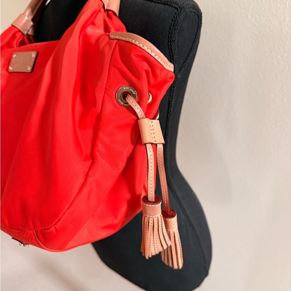 Kate Spade Nylon Orange Tote with Tan Leather Accents - Picture 5 of 15